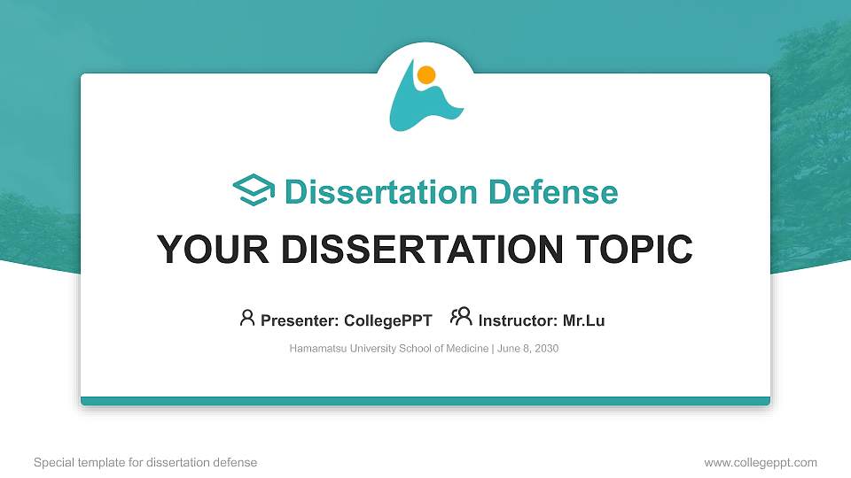 Hamamatsu University School of Medicine Graduation Thesis Defense PPT Template16:9 ratio PPT effect preview image