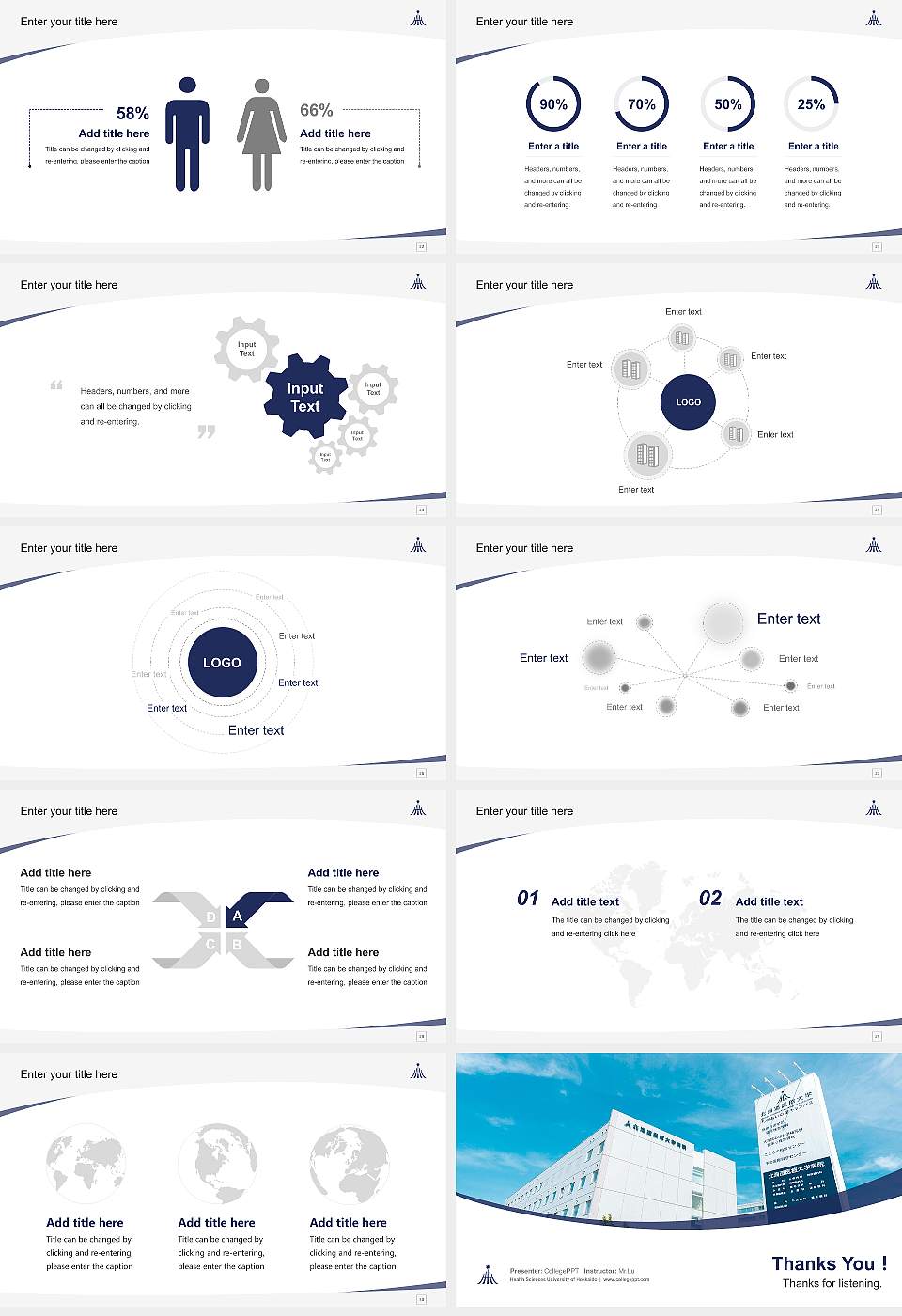 Health Sciences University of Hokkaido Course/Courseware Creation PPT Template16:9 ratio PPT effect preview image4