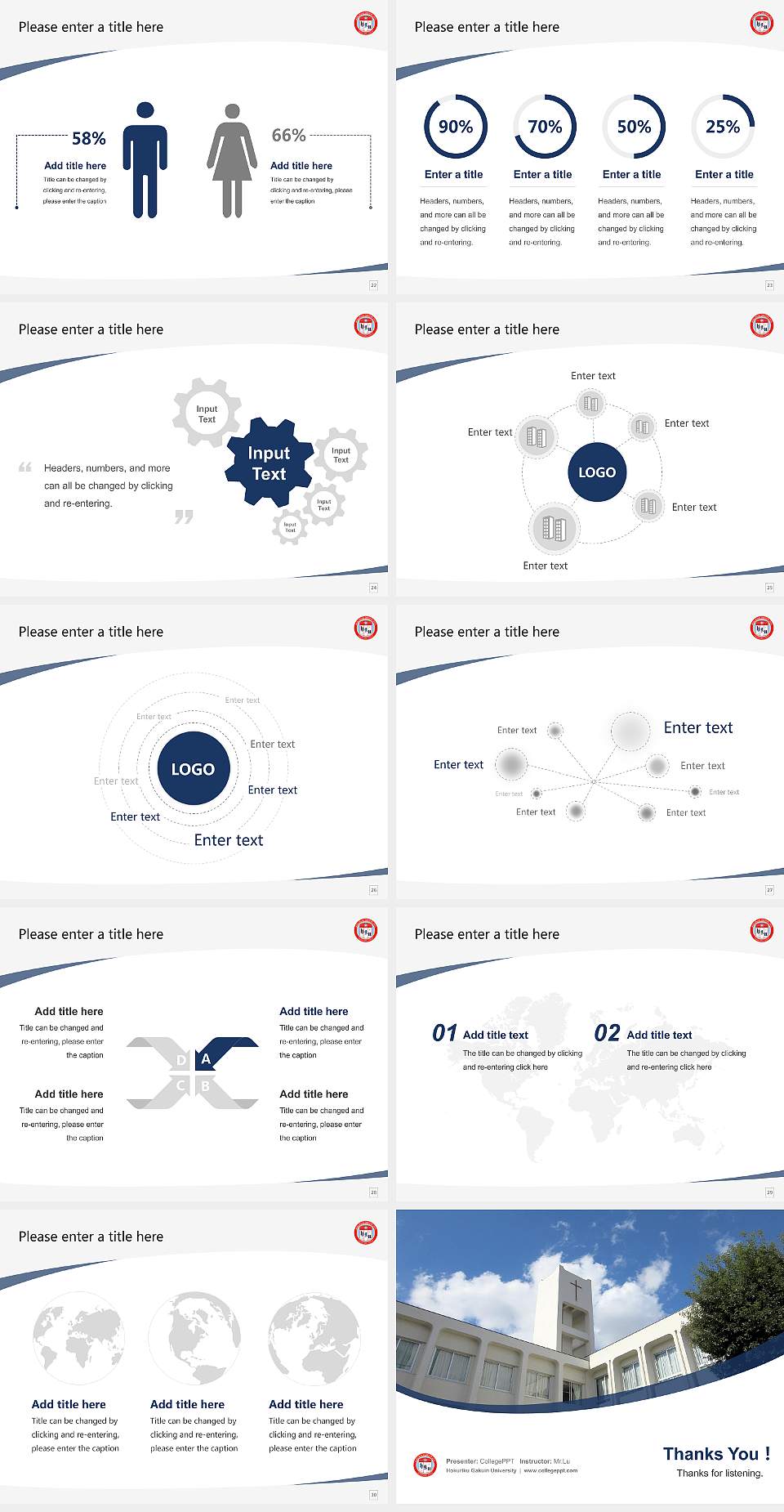 Hokuriku Gakuin University Course/Courseware Creation PPT Template4:3 ratio PPT effect preview image4