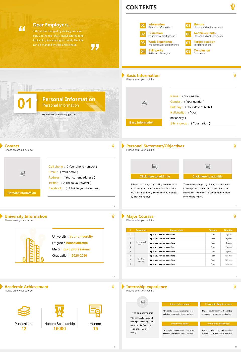 Hoshi University Resume PPT Template16:9 ratio PPT effect preview image2