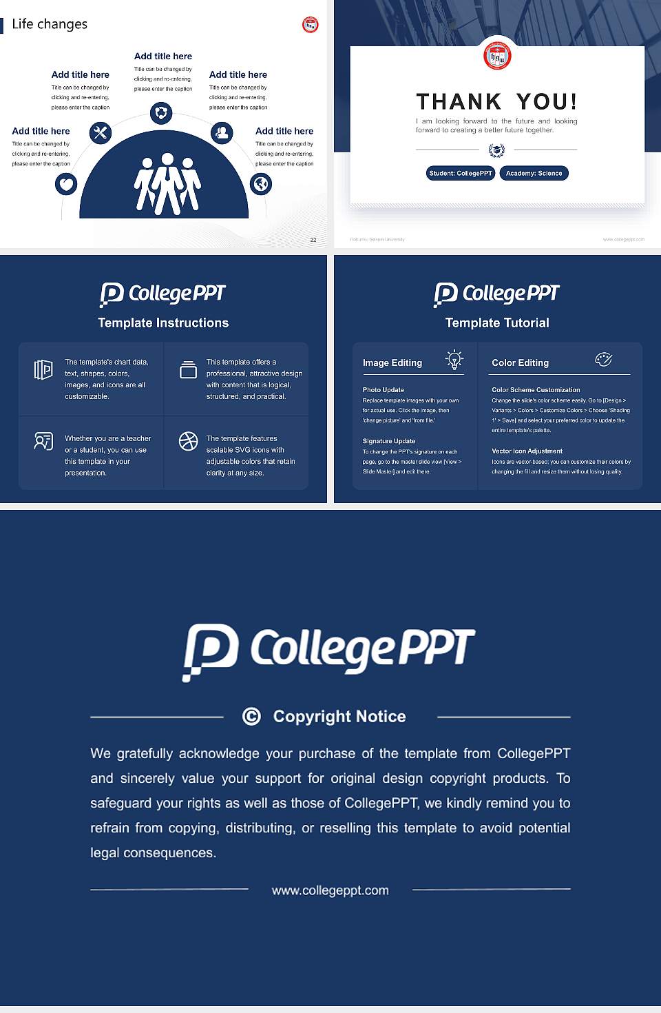 Hokuriku Gakuin University National Scholarship Defense PPT Template4:3 ratio PPT effect preview image4