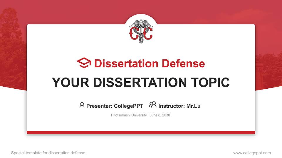 Hitotsubashi University Graduation Thesis Defense PPT Template16:9 ratio PPT effect preview image