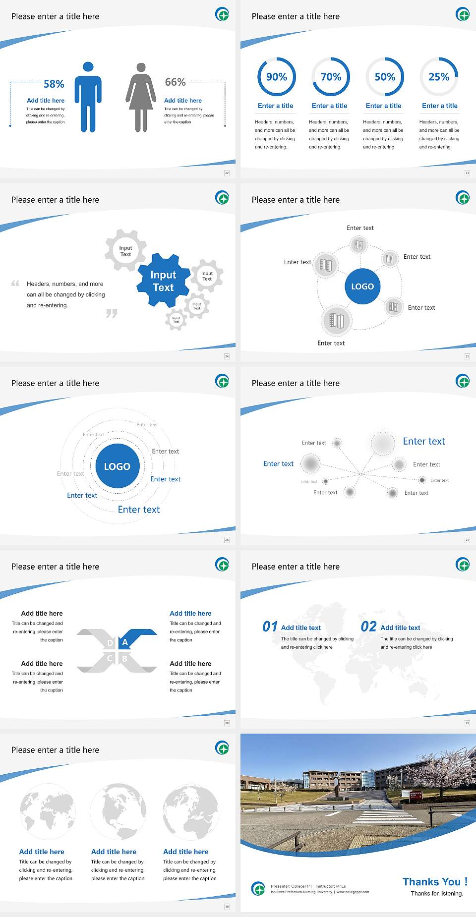 Ishikawa Prefectural Nursing University Course/Courseware Creation PPT Template4:3 ratio PPT effect preview image4