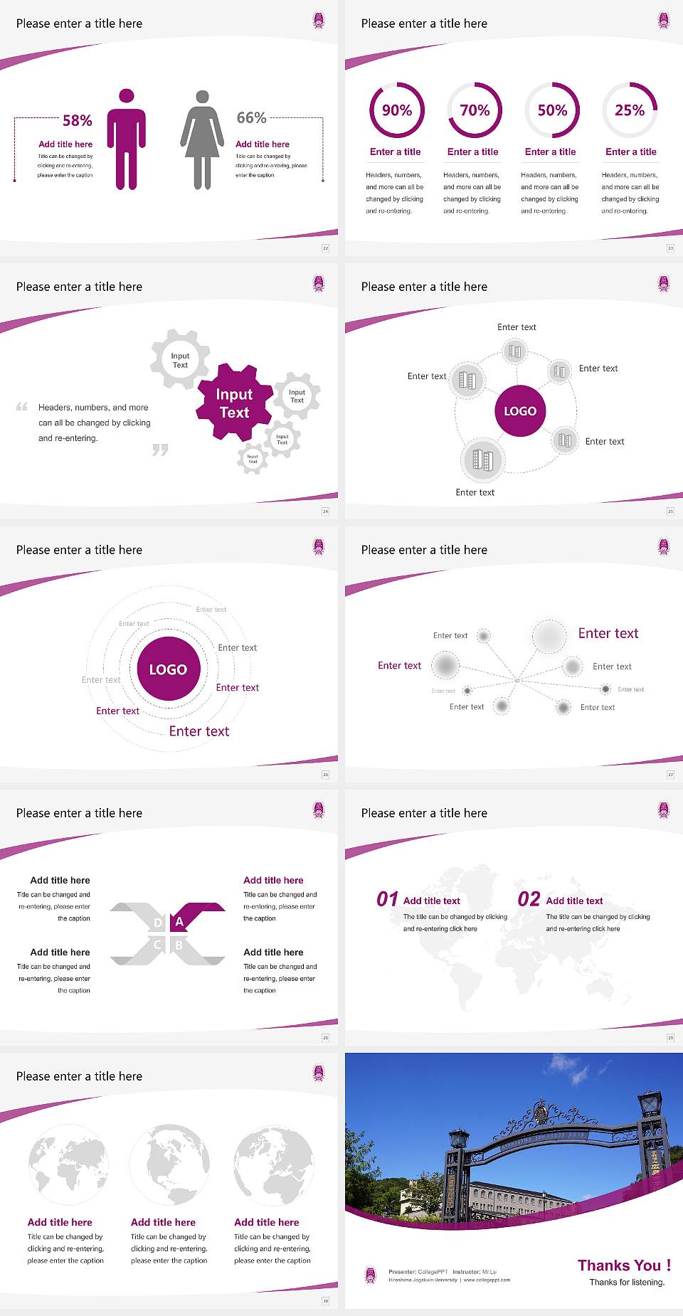 Hiroshima Jogakuin University Course/Courseware Creation PPT Template4:3 ratio PPT effect preview image4