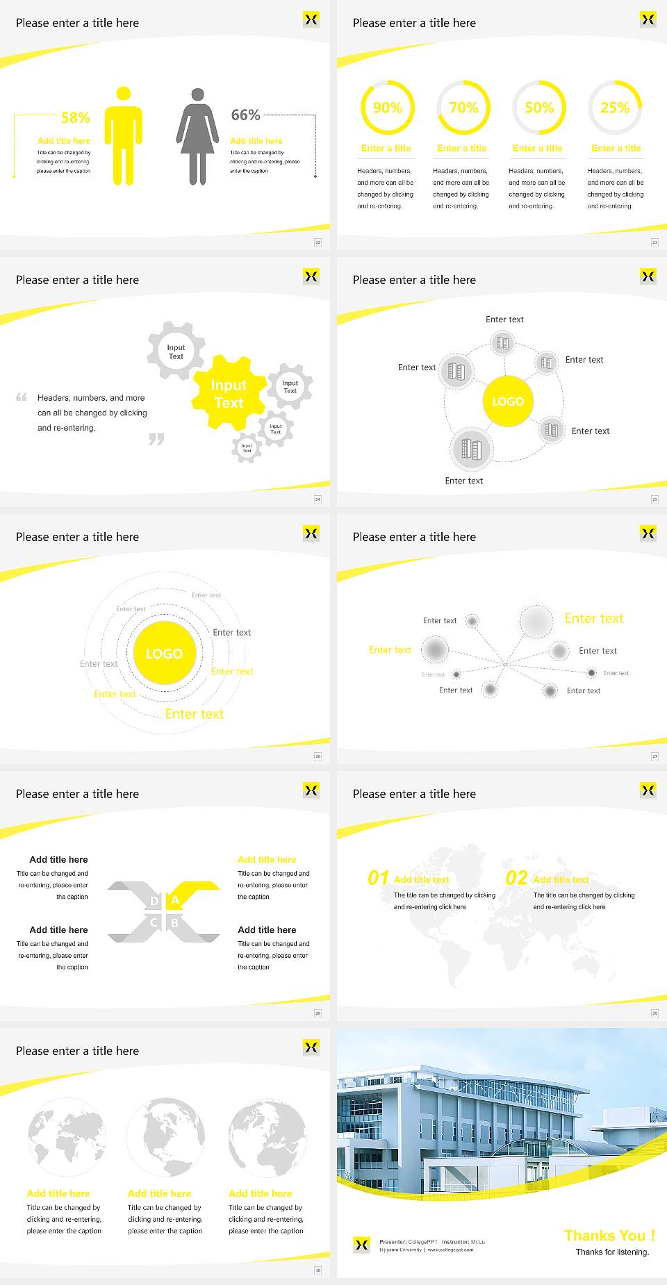 Hijiyama University Course/Courseware Creation PPT Template4:3 ratio PPT effect preview image4