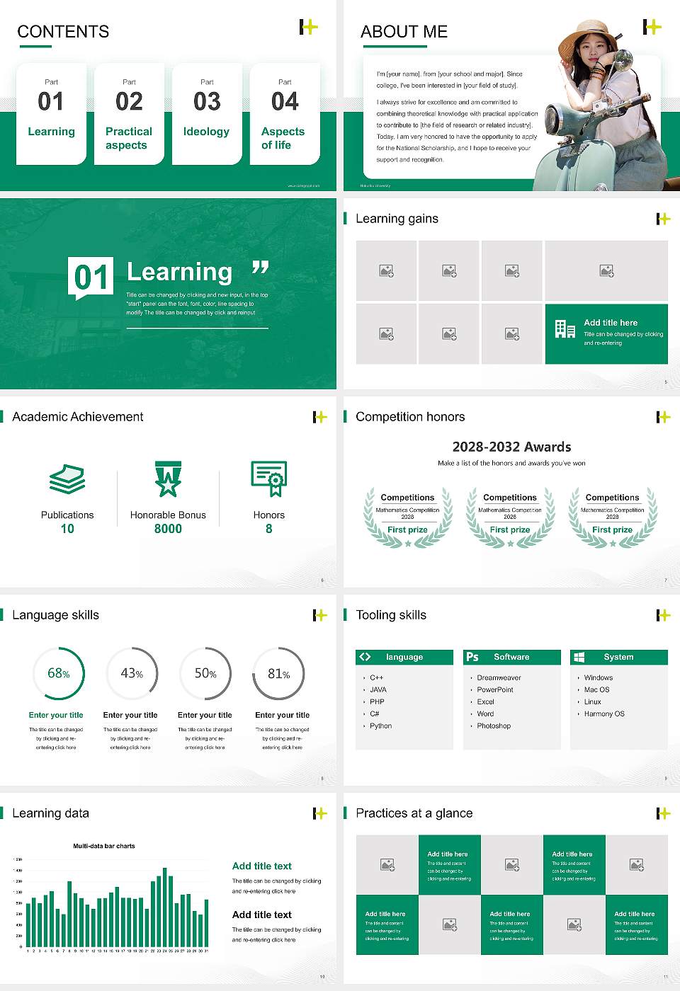 Hokuriku University National Scholarship Defense PPT Template16:9 ratio PPT effect preview image2