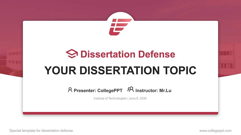 Institute of Technologists Graduation Thesis Defense PPT Template16:9 ratio PPT effect preview image