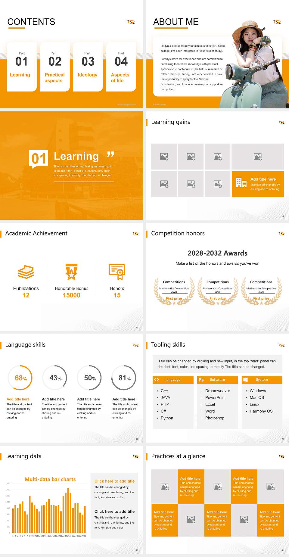 Gifu University National Scholarship Defense PPT Template4:3 ratio PPT effect preview image2
