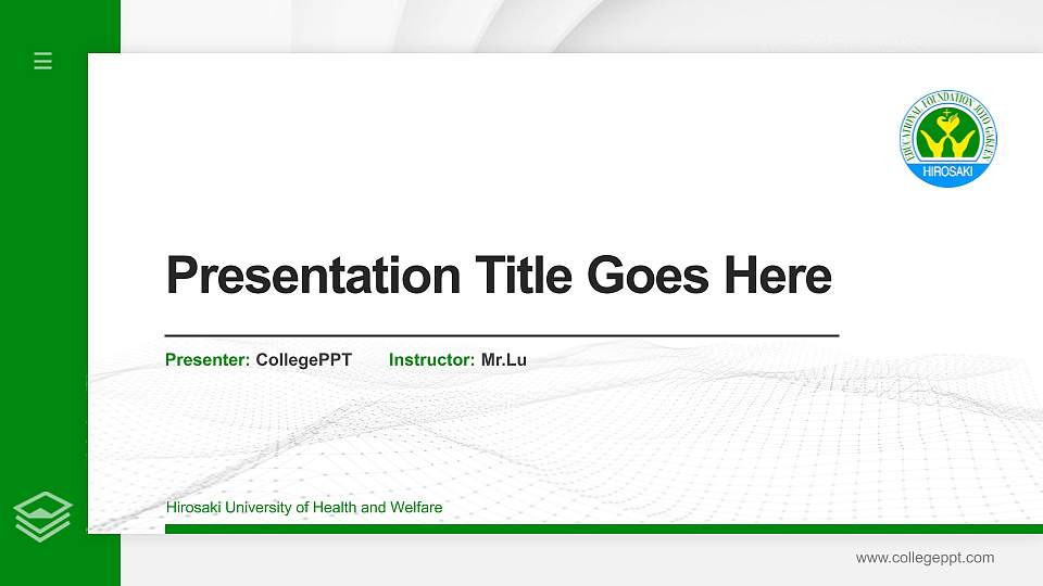 Hirosaki University of Health and Welfare Thesis Proposal/Graduation Defense PPT Template16:9 ratio PPT effect preview image