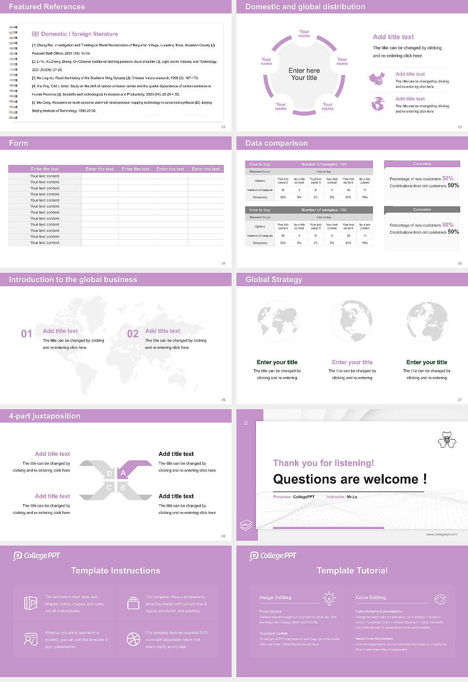 Gunma Prefectural Women’s University Thesis Proposal/Graduation Defense PPT Template16:9 ratio PPT effect preview image4