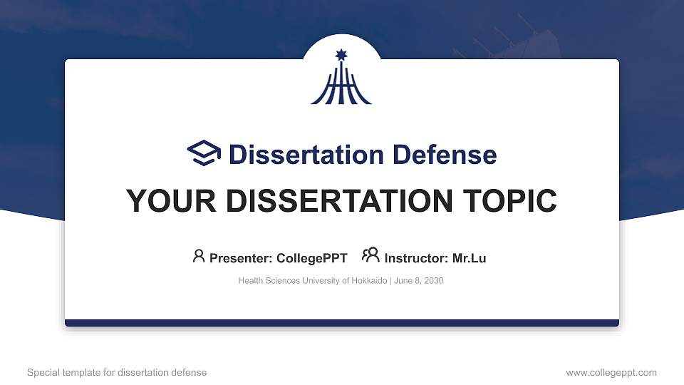 Health Sciences University of Hokkaido Graduation Thesis Defense PPT Template16:9 ratio PPT effect preview image1