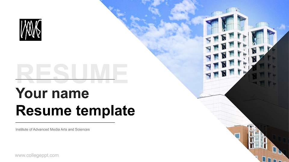 Institute of Advanced Media Arts and Sciences Resume PPT Template16:9 ratio PPT effect preview image