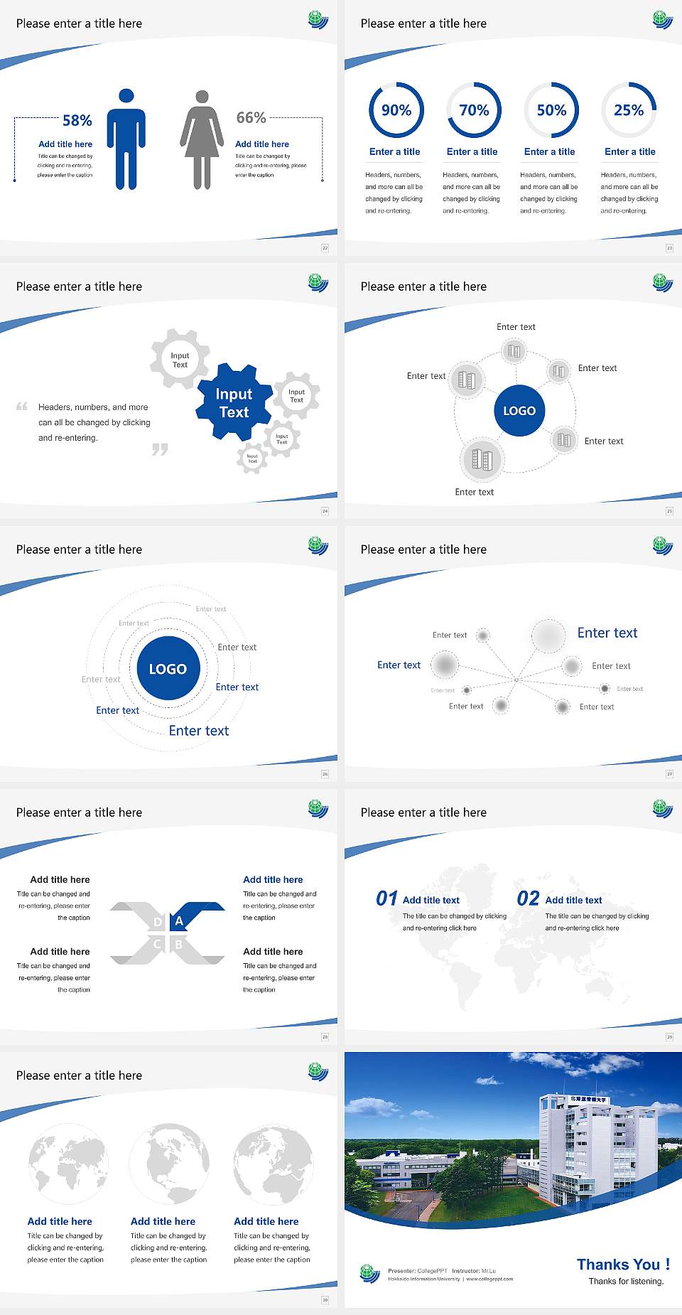 Hokkaido Information University Course/Courseware Creation PPT Template4:3 ratio PPT effect preview image4