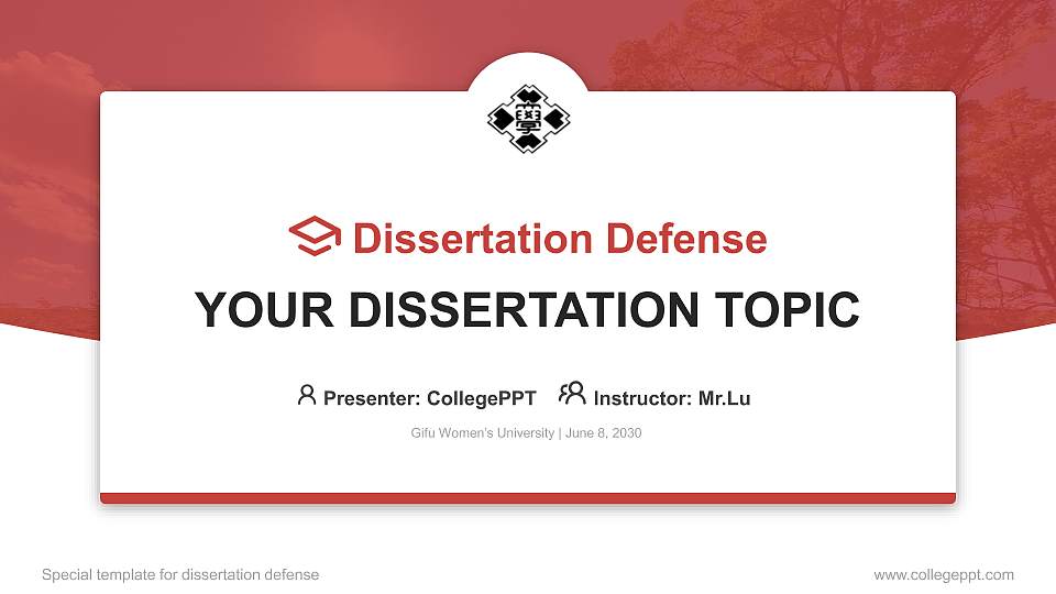 Gifu Women’s University Graduation Thesis Defense PPT Template16:9 ratio PPT effect preview image