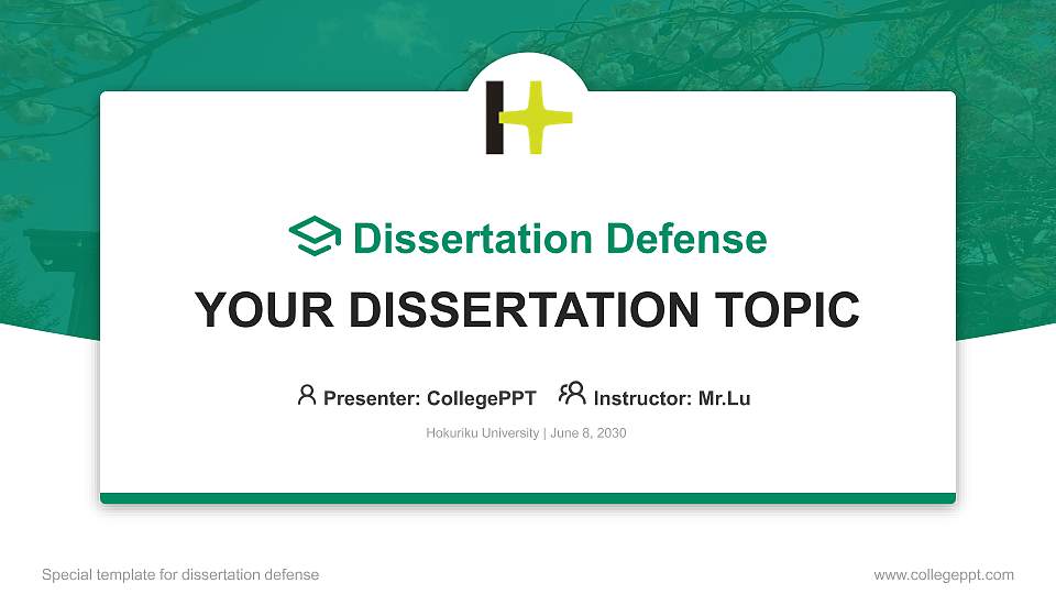 Hokuriku University Graduation Thesis Defense PPT Template16:9 ratio PPT effect preview image