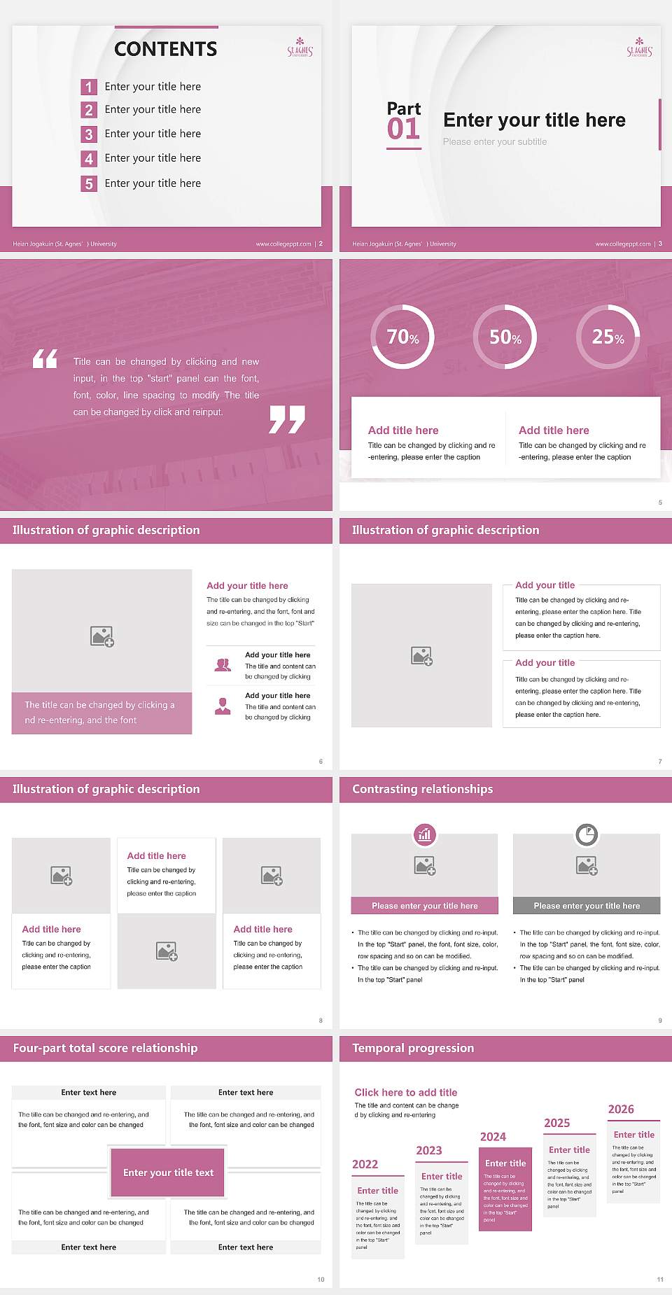 Heian Jogakuin (St. Agnes’) University Thesis Proposal/Graduation Defense PPT Template4:3 ratio PPT effect preview image2