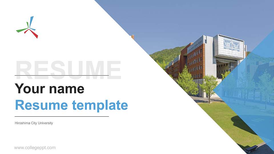 Hiroshima City University Resume PPT Template16:9 ratio PPT effect preview image1