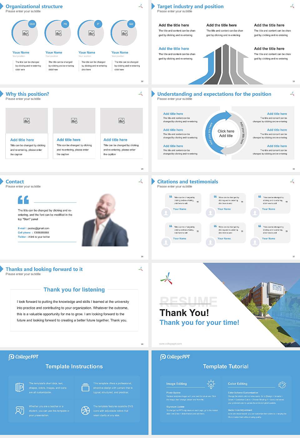 Hiroshima City University Resume PPT Template16:9 ratio PPT effect preview image4