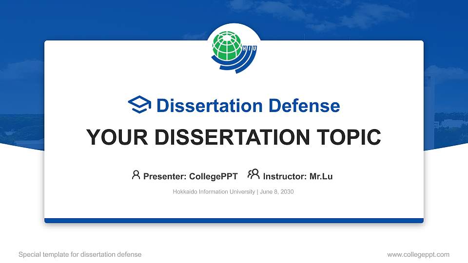 Hokkaido Information University Graduation Thesis Defense PPT Template16:9 ratio PPT effect preview image