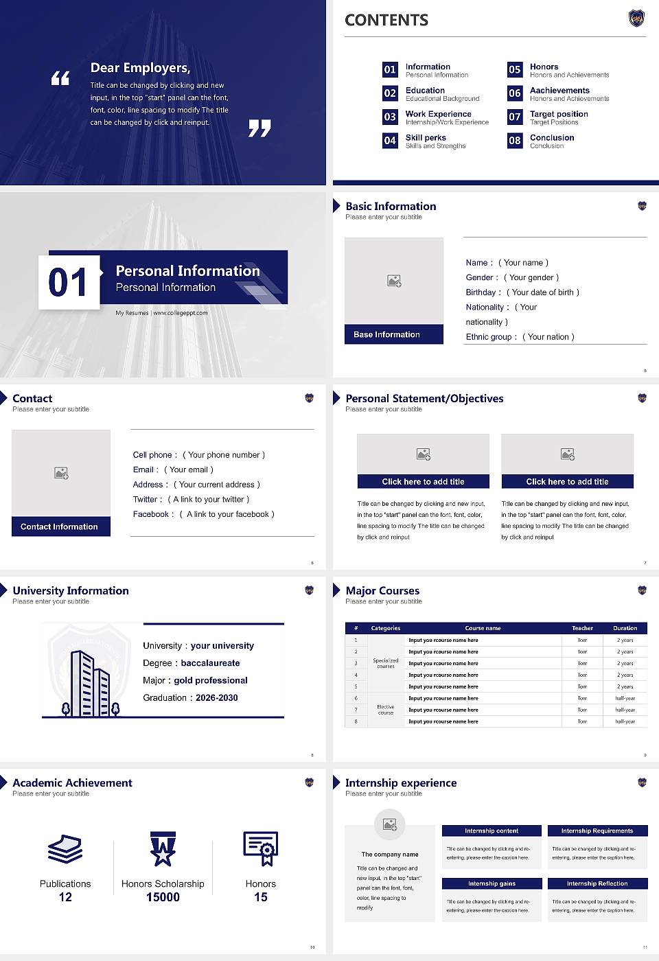 Hokkaido Bunkyo University Resume PPT Template16:9 ratio PPT effect preview image2