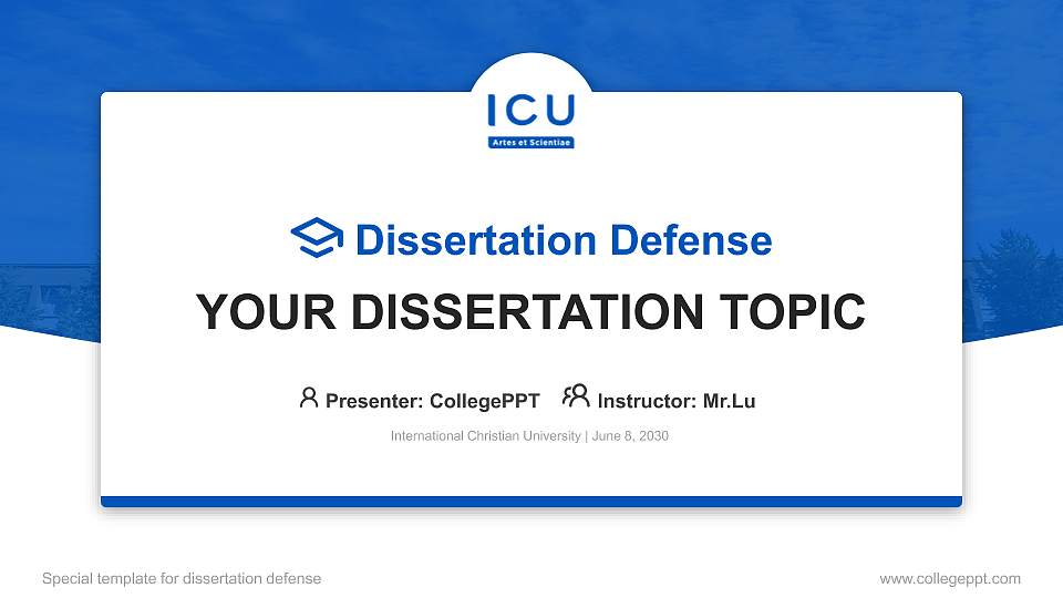 International Christian University Graduation Thesis Defense PPT Template16:9 ratio PPT effect preview image