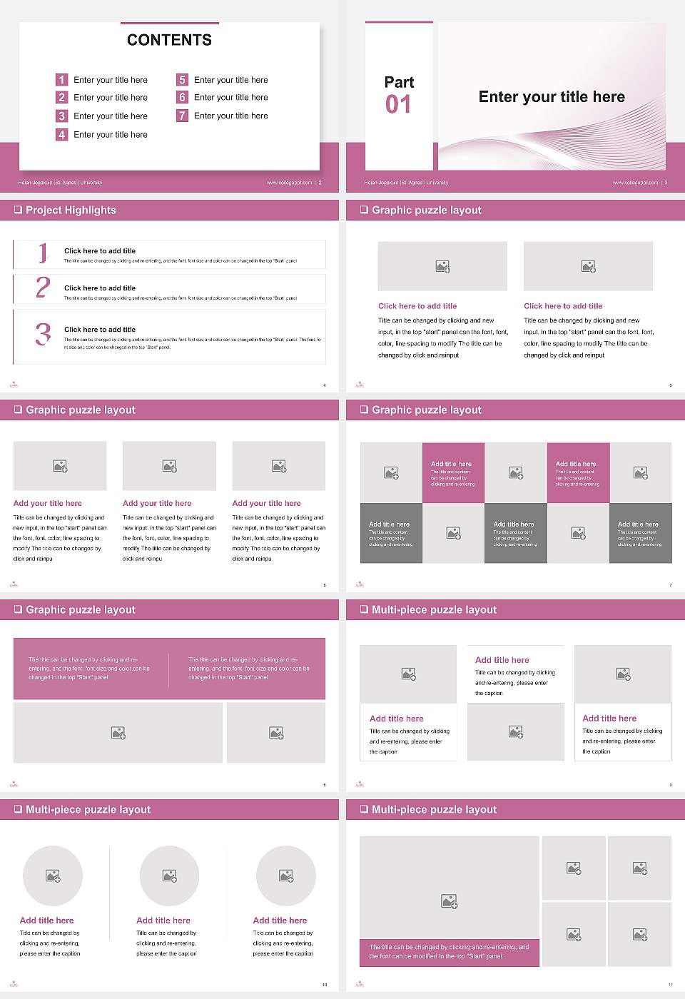 Heian Jogakuin (St. Agnes’) University General Purpose PPT Template16:9 ratio PPT effect preview image2