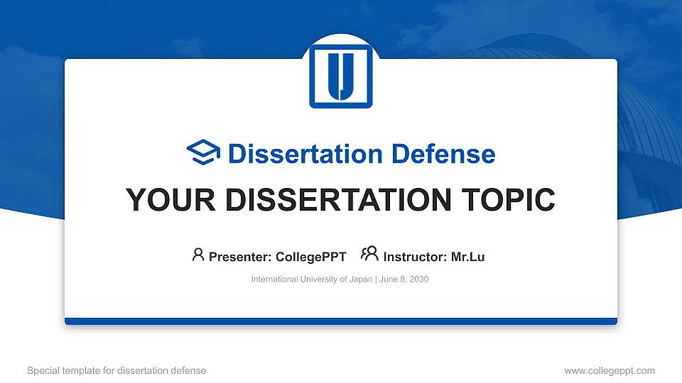 International University of Japan Graduation Thesis Defense PPT Template16:9 ratio PPT effect preview image