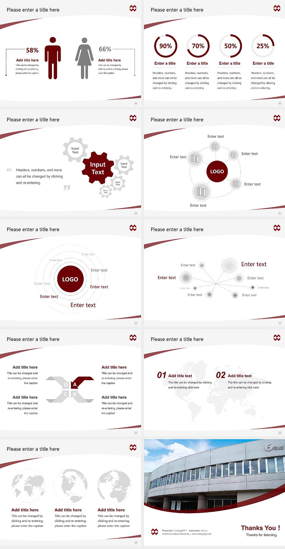 Hachinohe Gakuin University Course/Courseware Creation PPT Template4:3 ratio PPT effect preview image4