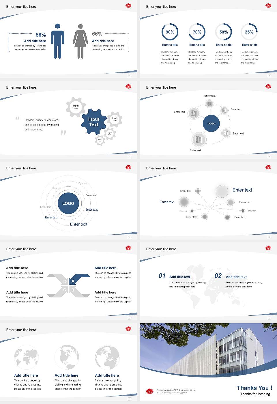Iryo Sosei University Course/Courseware Creation PPT Template16:9 ratio PPT effect preview image4
