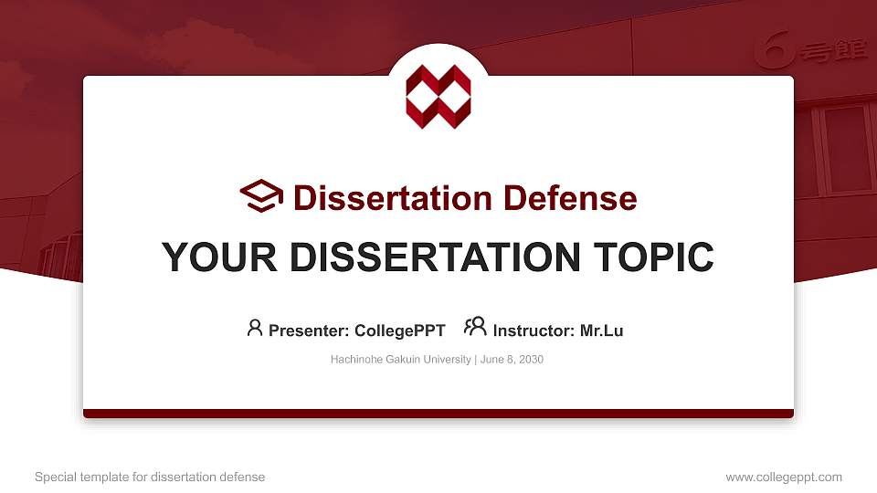 Hachinohe Gakuin University Graduation Thesis Defense PPT Template16:9 ratio PPT effect preview image