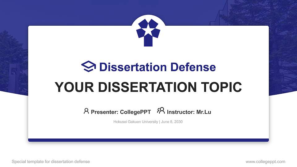 Hokusei Gakuen University Graduation Thesis Defense PPT Template16:9 ratio PPT effect preview image