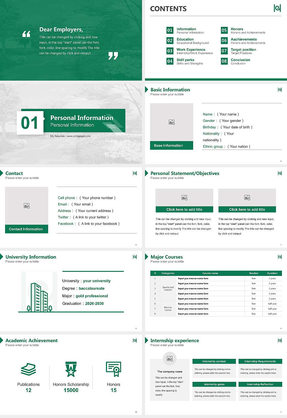 Hyogo University of Teacher Education Resume PPT Template16:9 ratio PPT effect preview image2