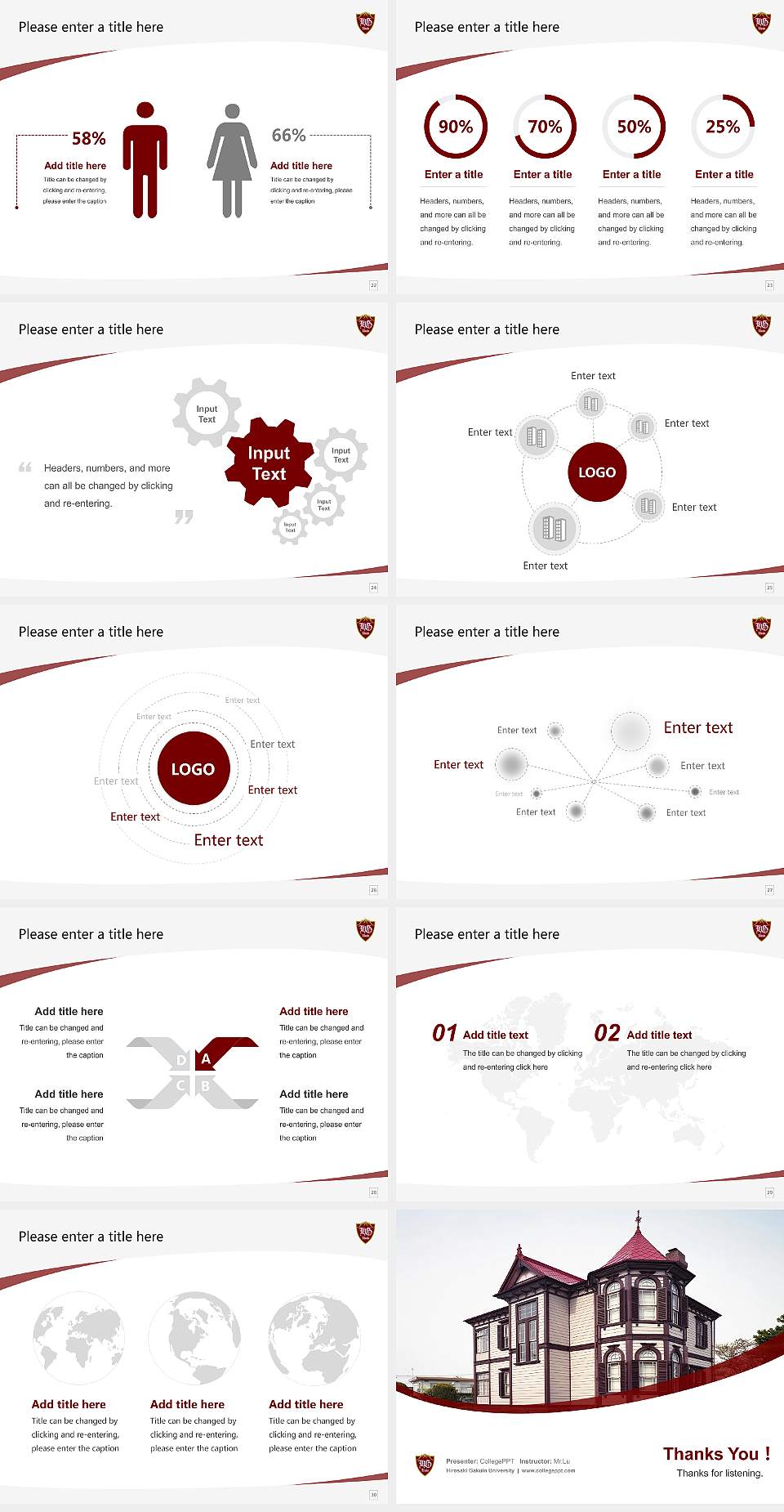 Hirosaki Gakuin University Course/Courseware Creation PPT Template4:3 ratio PPT effect preview image4