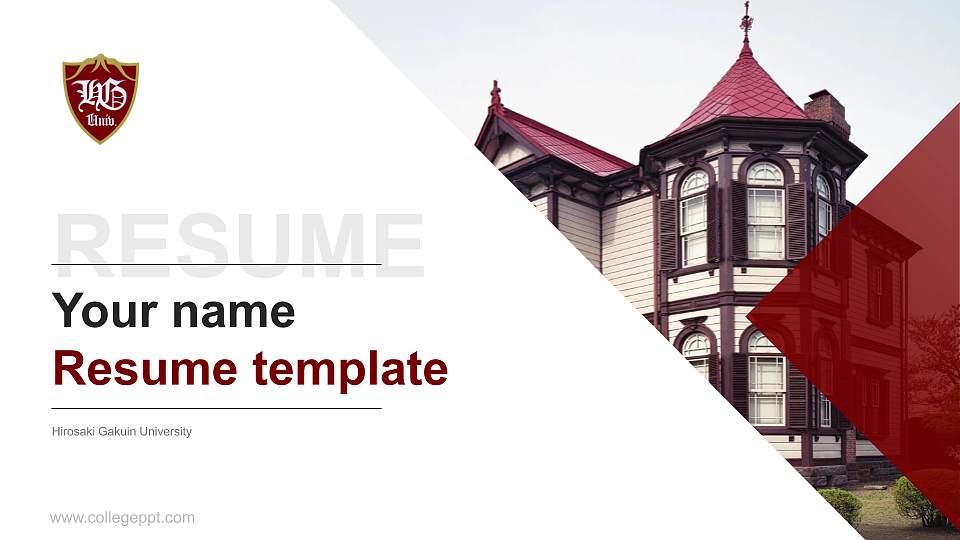 Hirosaki Gakuin University Resume PPT Template16:9 ratio PPT effect preview image