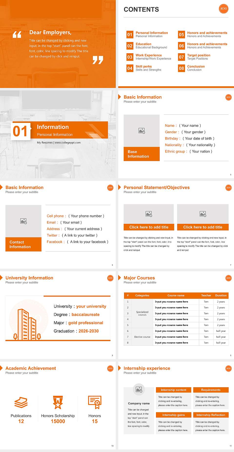 Graduate Institute for Entrepreneurial Studies Resume PPT Template4:3 ratio PPT effect preview image2