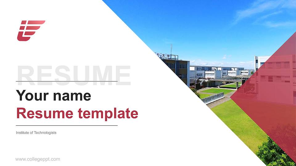 Institute of Technologists Resume PPT Template16:9 ratio PPT effect preview image