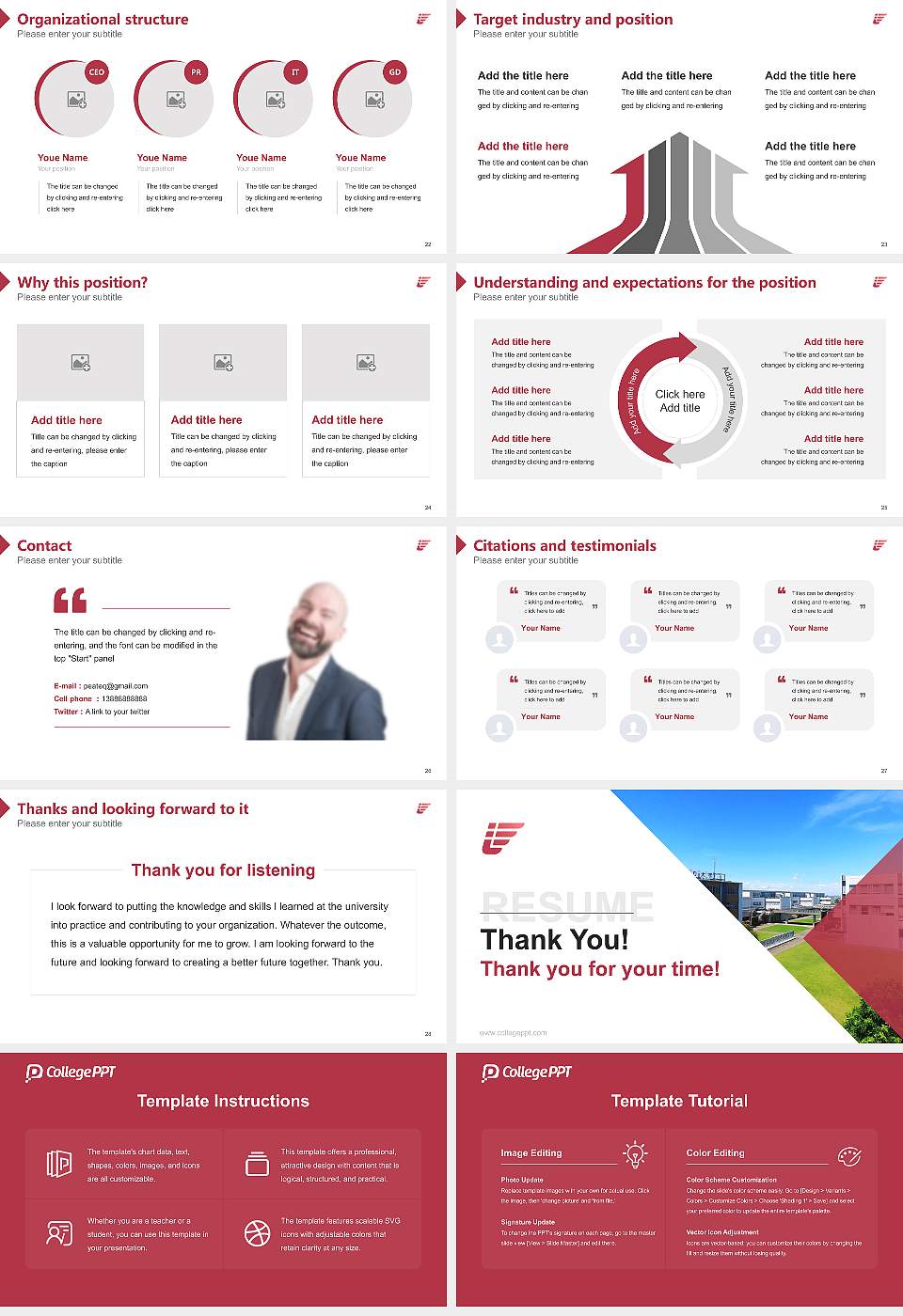 Institute of Technologists Resume PPT Template16:9 ratio PPT effect preview image4