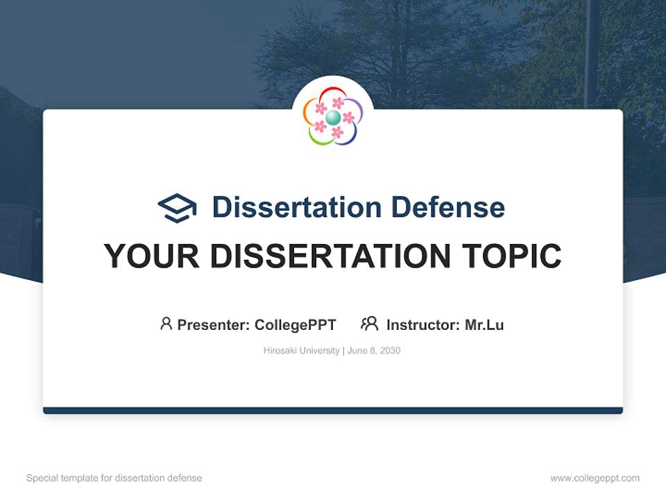 Hirosaki University Graduation Thesis Defense PPT Template4:3 ratio PPT effect preview image7