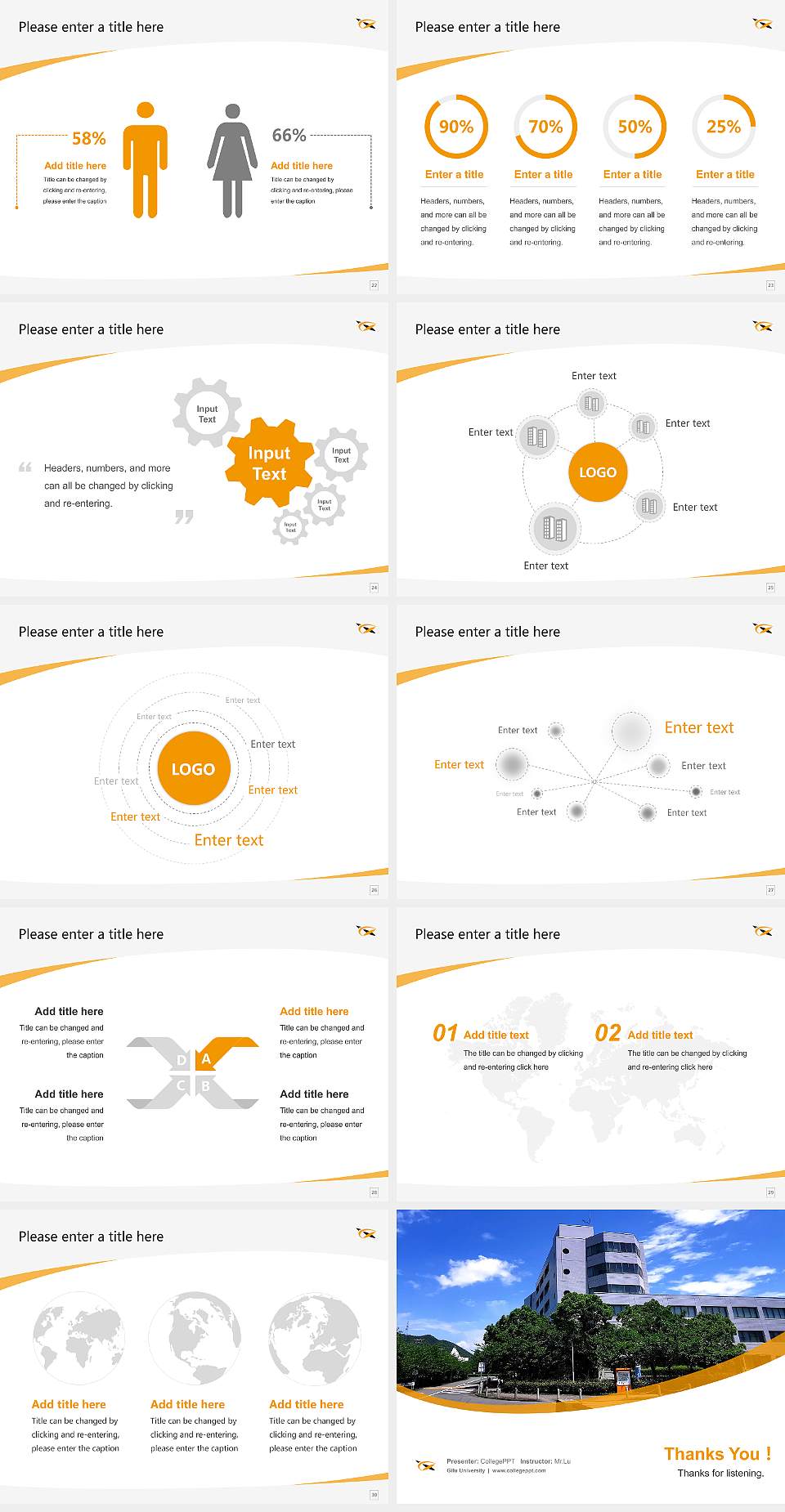 Gifu University Course/Courseware Creation PPT Template4:3 ratio PPT effect preview image4