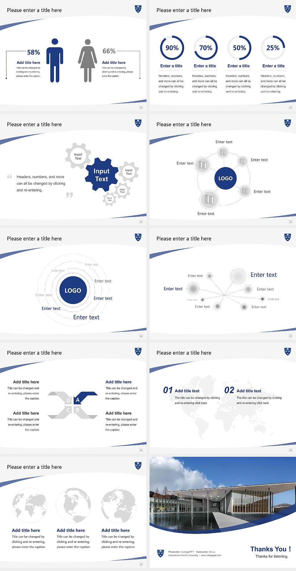 International Pacific University Course/Courseware Creation PPT Template4:3 ratio PPT effect preview image4
