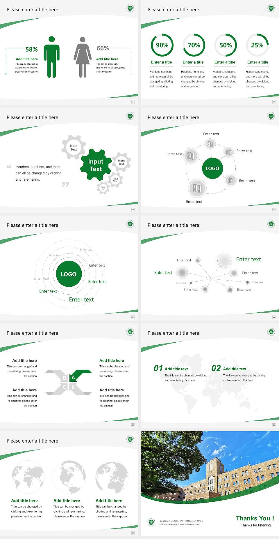 Hokkaido University Course/Courseware Creation PPT Template4:3 ratio PPT effect preview image4
