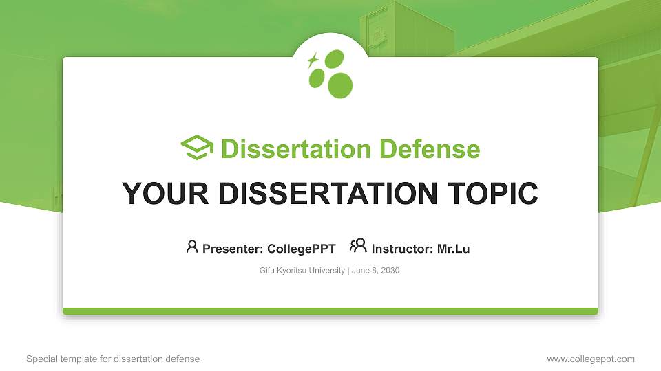 Gifu Kyoritsu University Graduation Thesis Defense PPT Template16:9 ratio PPT effect preview image
