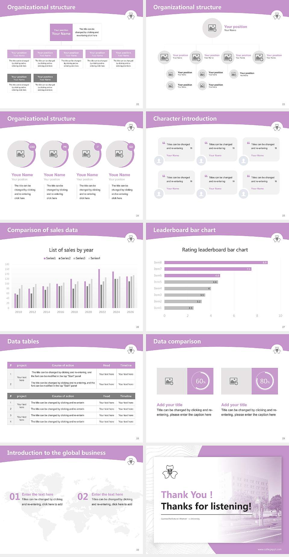Gunma Prefectural Women’s University Academic Presentation/Research Findings Report PPT Template4:3 ratio PPT effect preview image4