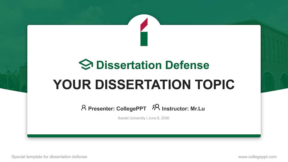 Ibaraki University Graduation Thesis Defense PPT Template16:9 ratio PPT effect preview image
