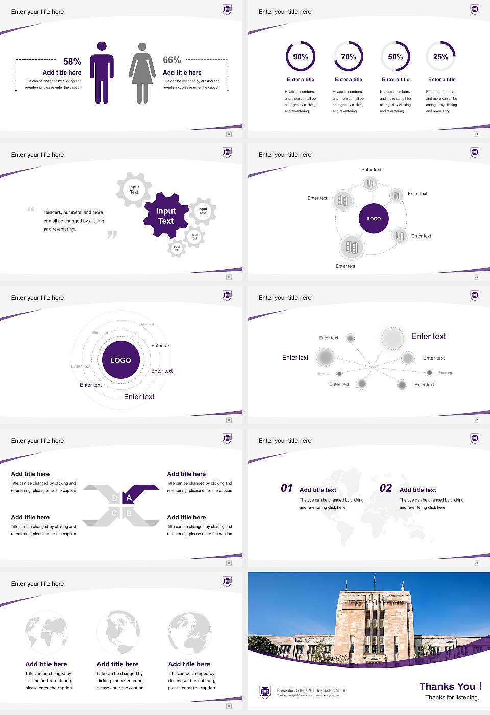 The University of Queensland Course/Courseware Creation PPT Template16:9 ratio PPT effect preview image4