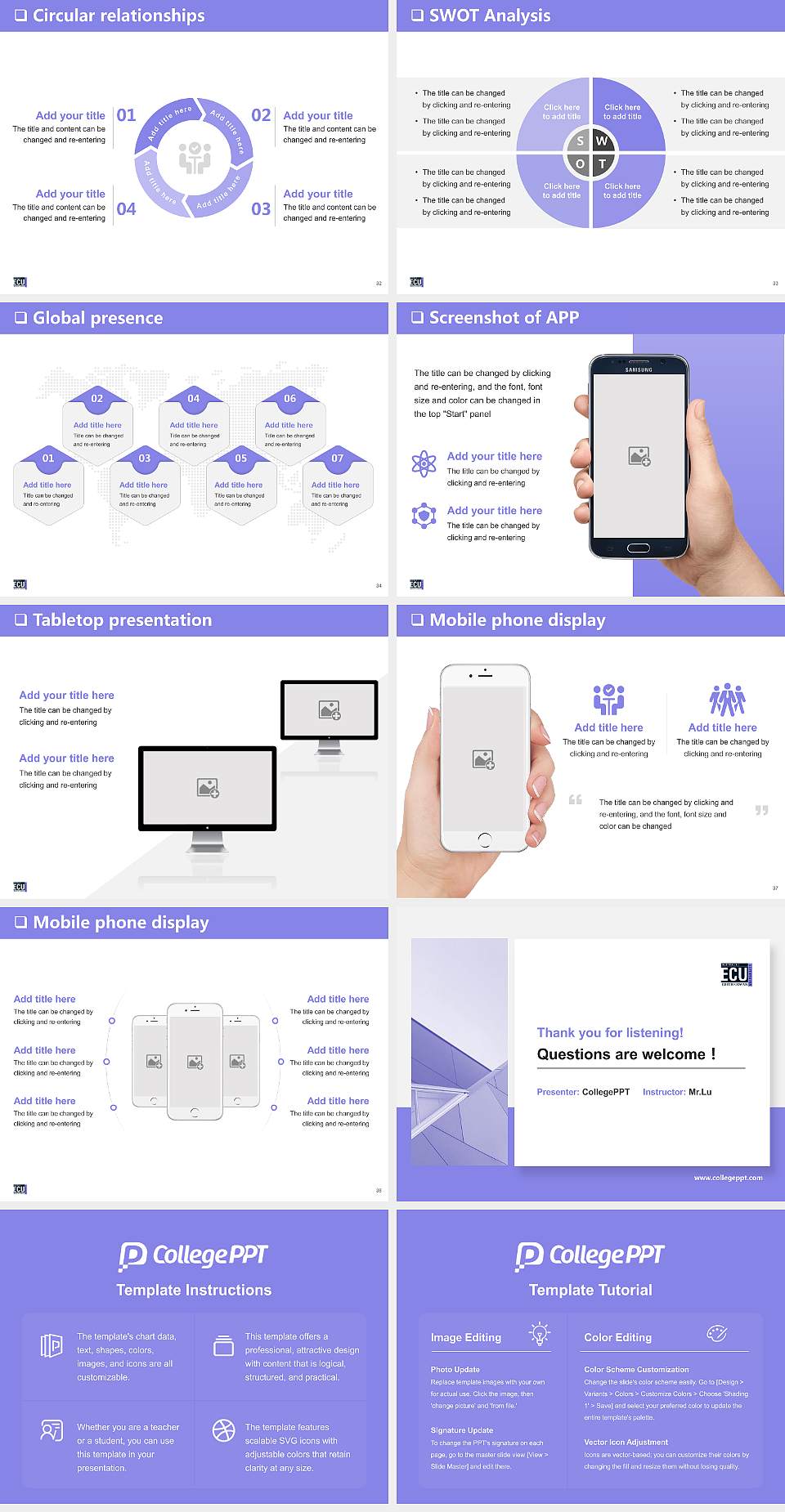 Edith Cowan University General Purpose PPT Template4:3 ratio PPT effect preview image5