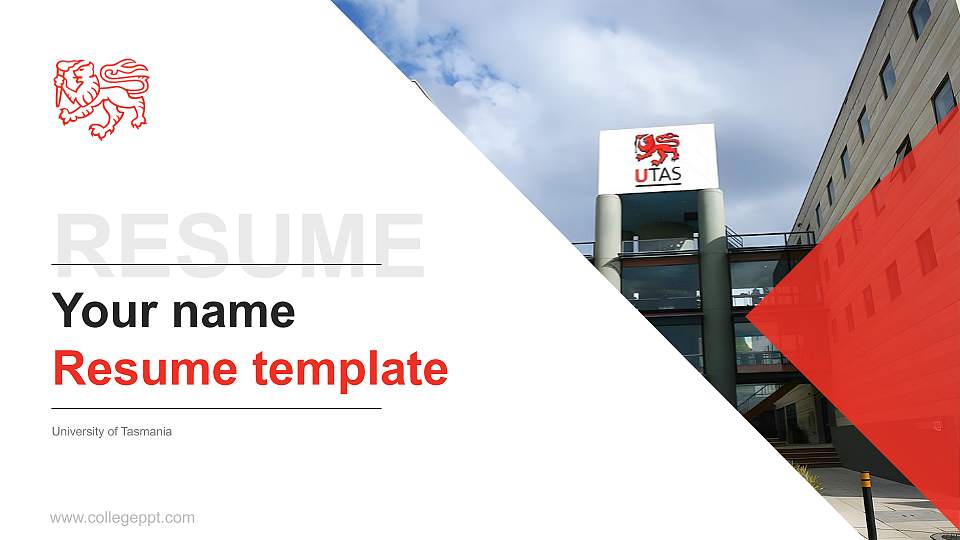 University of Tasmania Resume PPT Template16:9 ratio PPT effect preview image