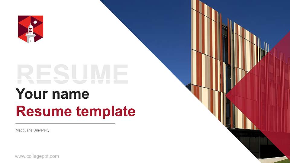 Macquarie University Resume PPT Template16:9 ratio PPT effect preview image