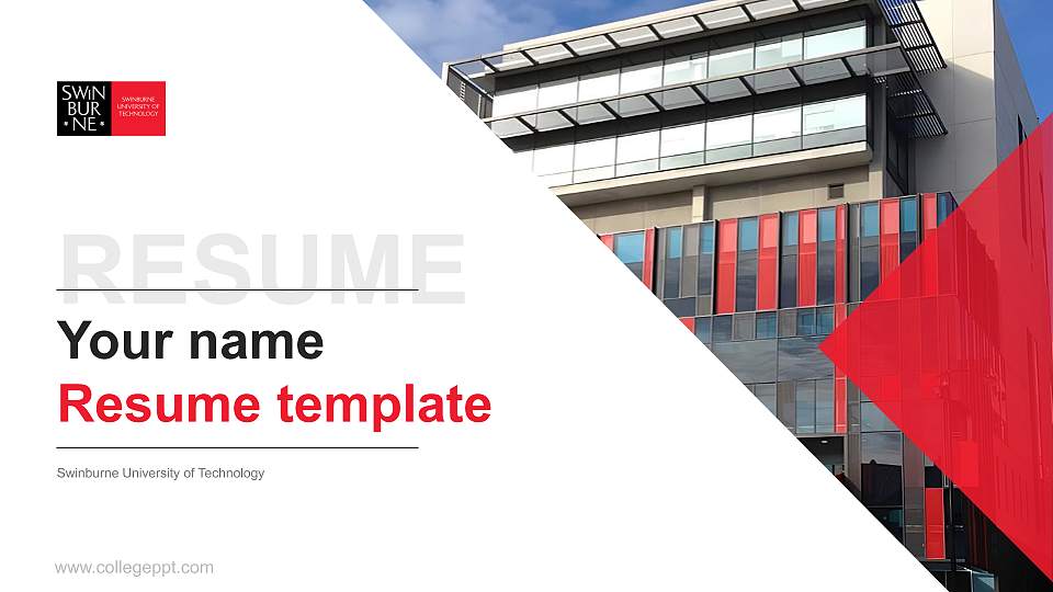 Swinburne University of Technology Resume PPT Template16:9 ratio PPT effect preview image