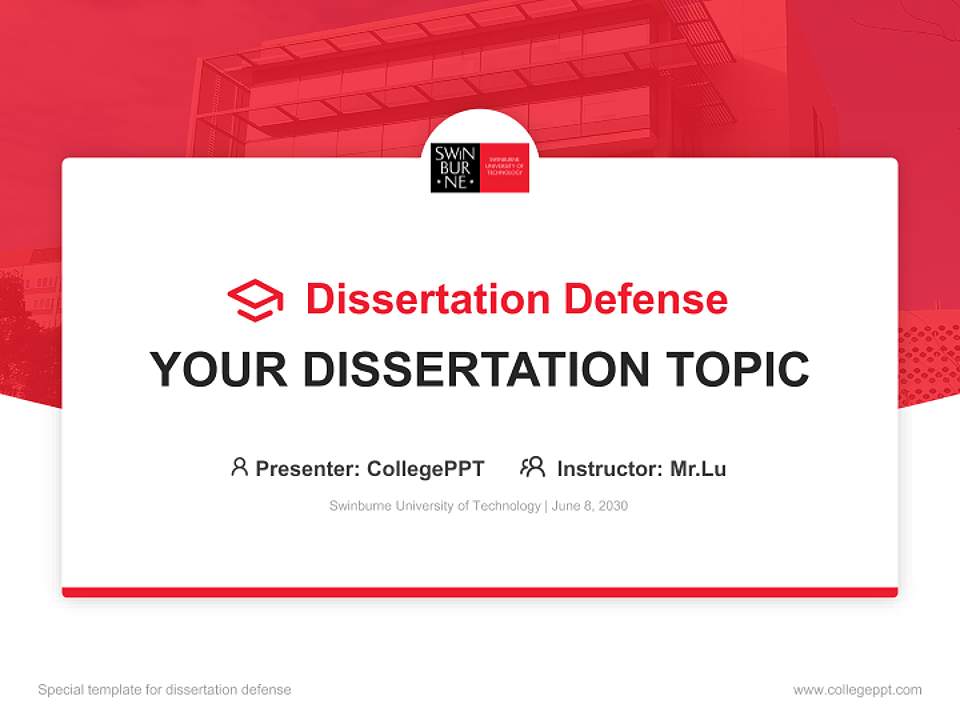 Swinburne University of Technology Graduation Thesis Defense PPT Template4:3 ratio PPT effect preview image7